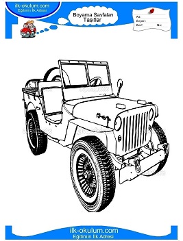 Çocuklar İçin jeep Boyama Sayfaları 